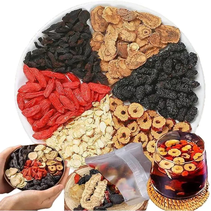 Ginseng Five Treasure Herbal Tea with Goji Berry, Red Dates & Mulberry