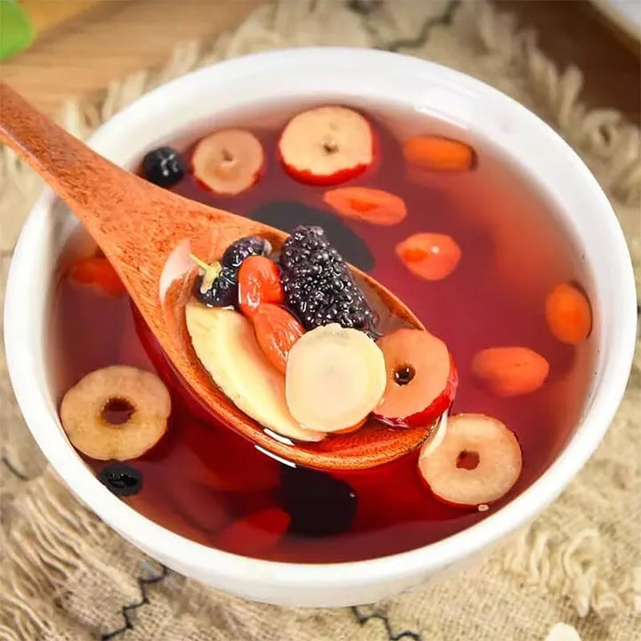 Ginseng Five Treasure Herbal Tea with Goji Berry, Red Dates & Mulberry