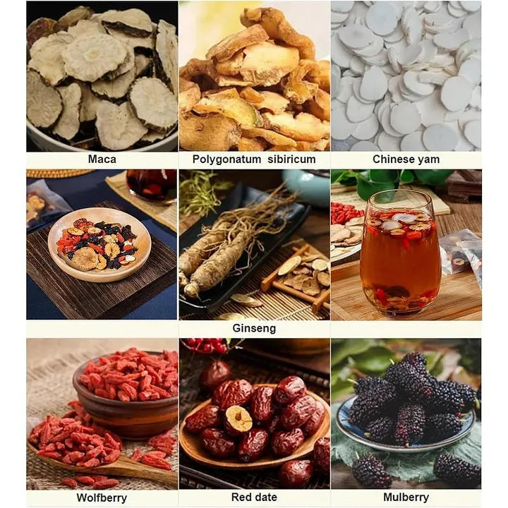 Ginseng Five Treasure Herbal Tea with Goji Berry, Red Dates & Mulberry
